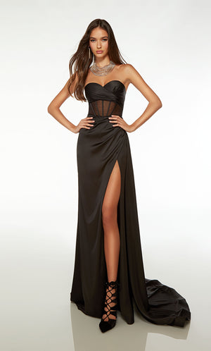 Black Strapless Dress - Rhinestone Dress - Satin Maxi Slip Dress - Lulus